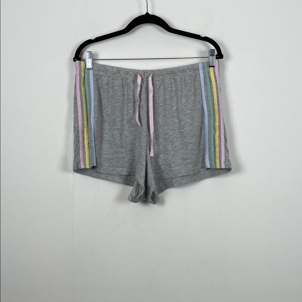 Life Is Good Everyday Is Saturday Gray Graphic 2 PC Pajama Set Rainbow Stripes - Picture 5 of 12